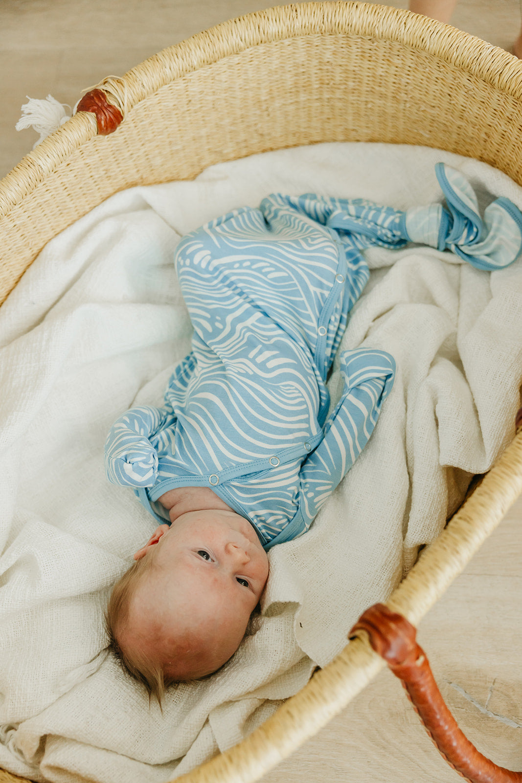 Newborn Knotted Gown - Surf