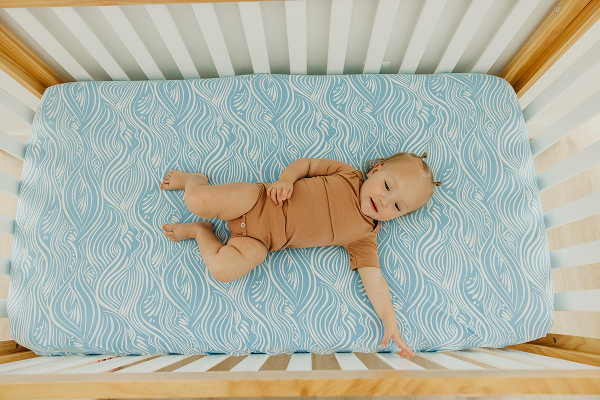 Premium Knit Fitted Crib Sheet - Surf