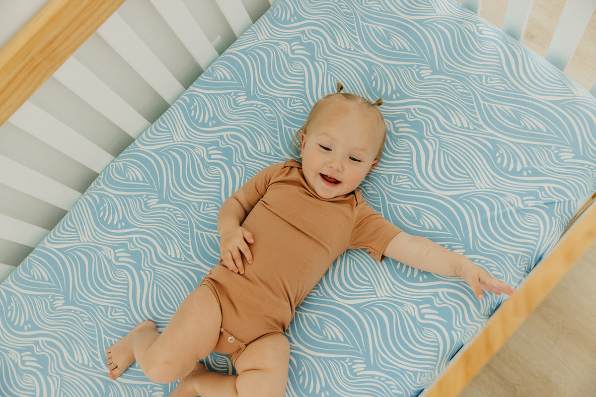 Premium Knit Fitted Crib Sheet - Surf