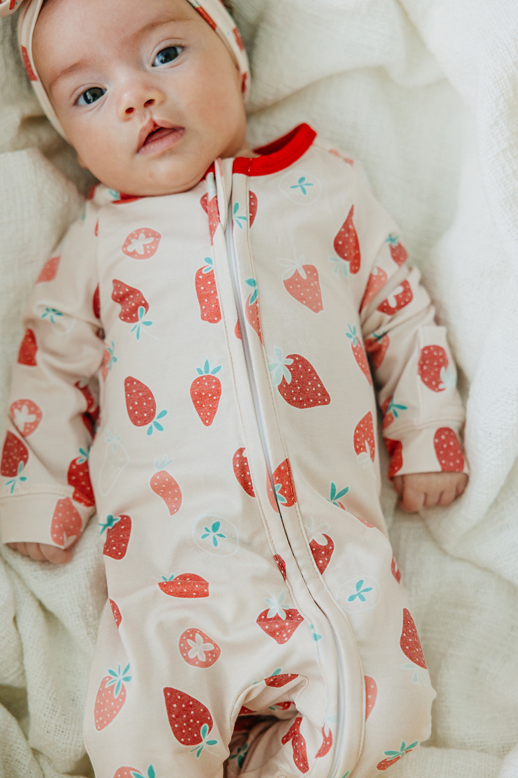 Zip-Up Footie Pajama - Strawberry