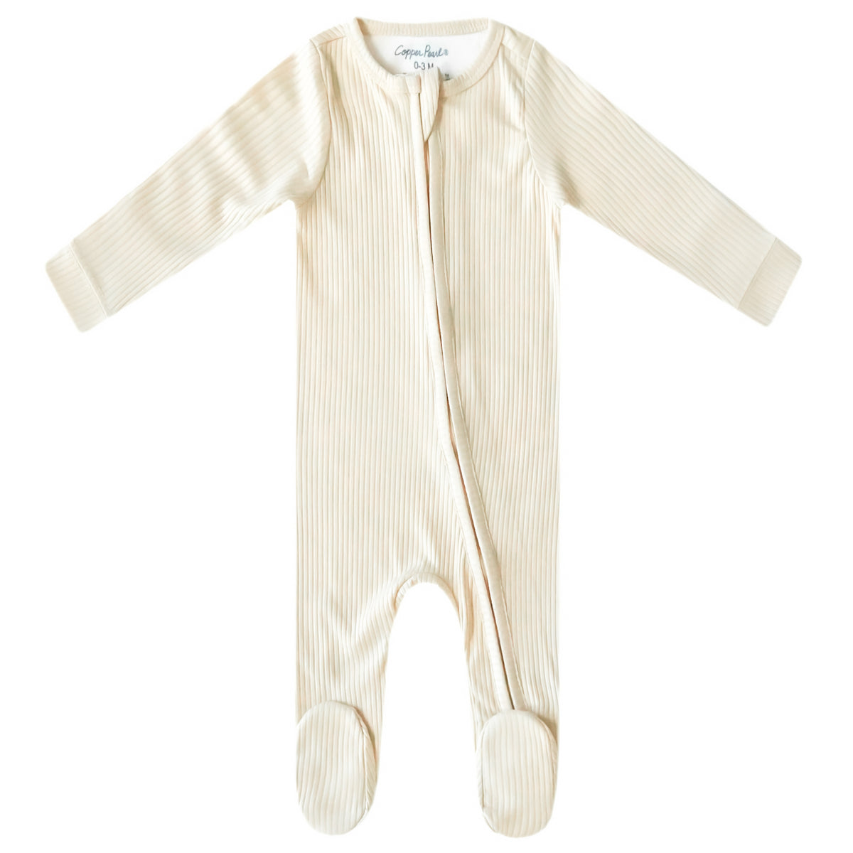 Rib Knit Zip-Up Footie Pajama - Moonstone