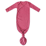 Rib Knit Newborn Knotted Gown - Berry