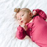 Rib Knit Newborn Knotted Gown - Berry