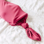 Rib Knit Newborn Knotted Gown - Berry