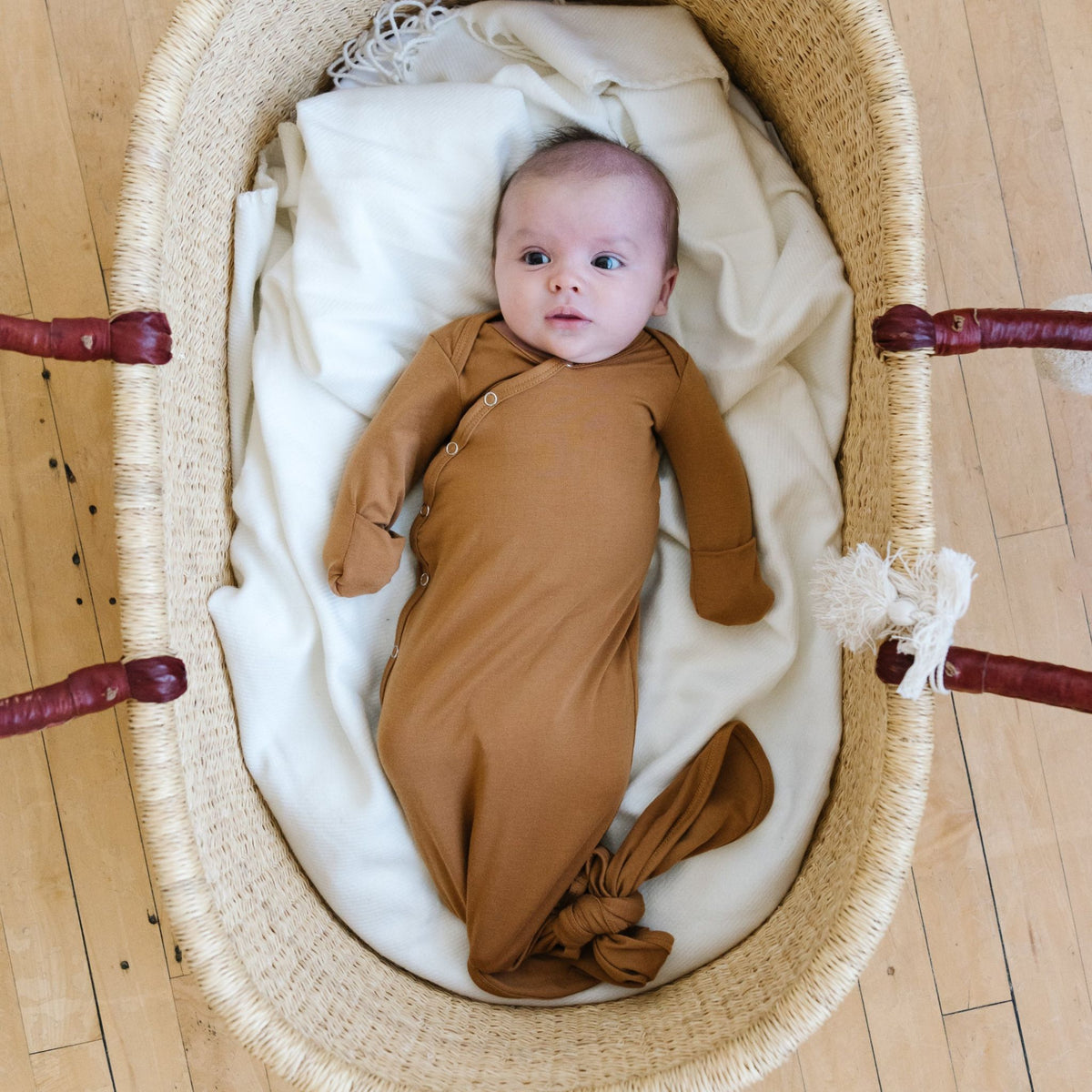 Newborn Knotted Gown - Camel