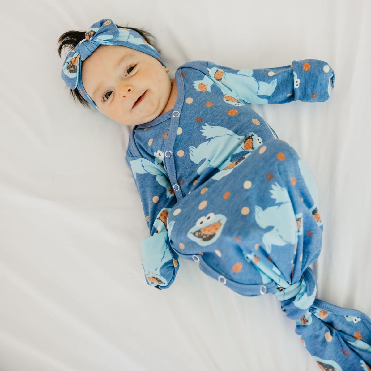 Newborn Knotted Gown - Cookie Monster