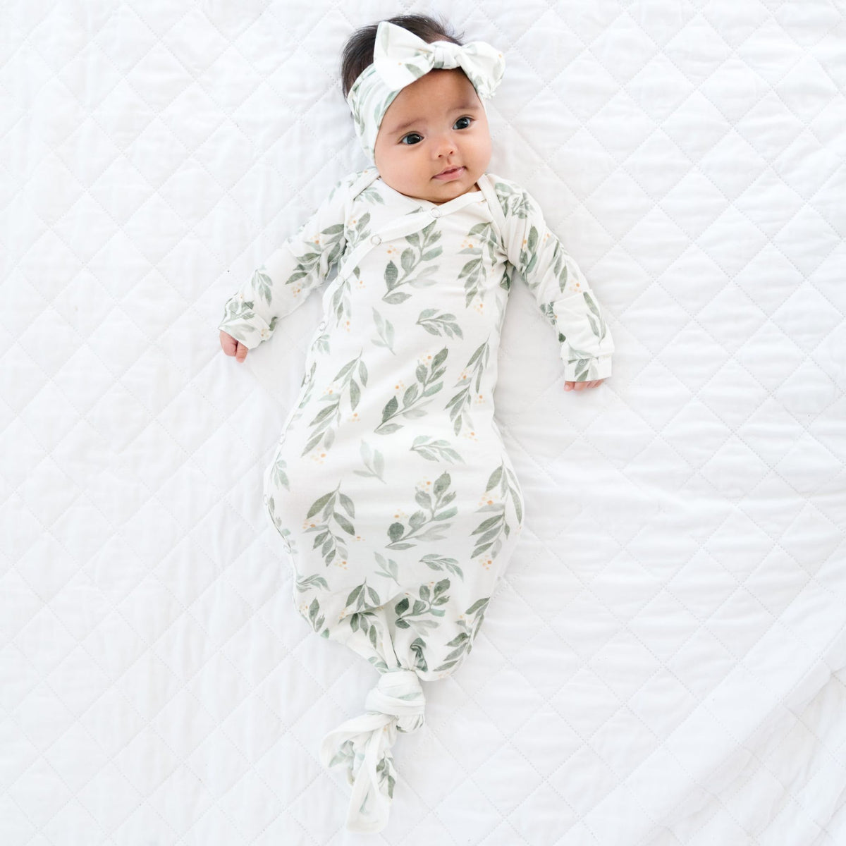 Newborn Knotted Gown - Fern