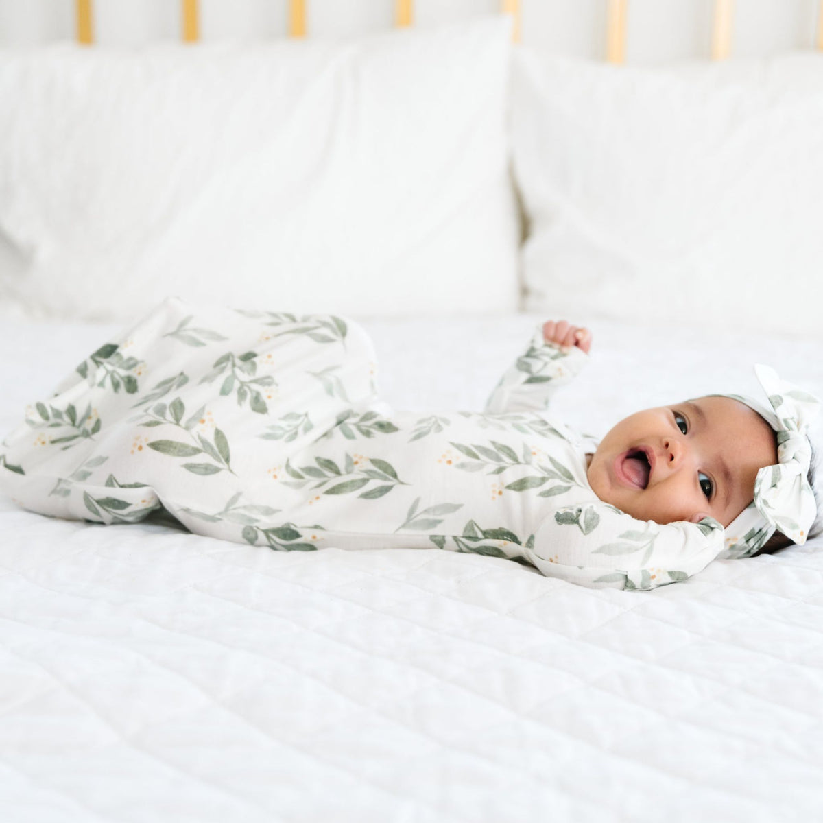 Newborn Knotted Gown - Fern