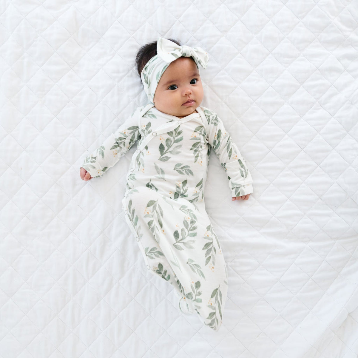 Newborn Knotted Gown - Fern