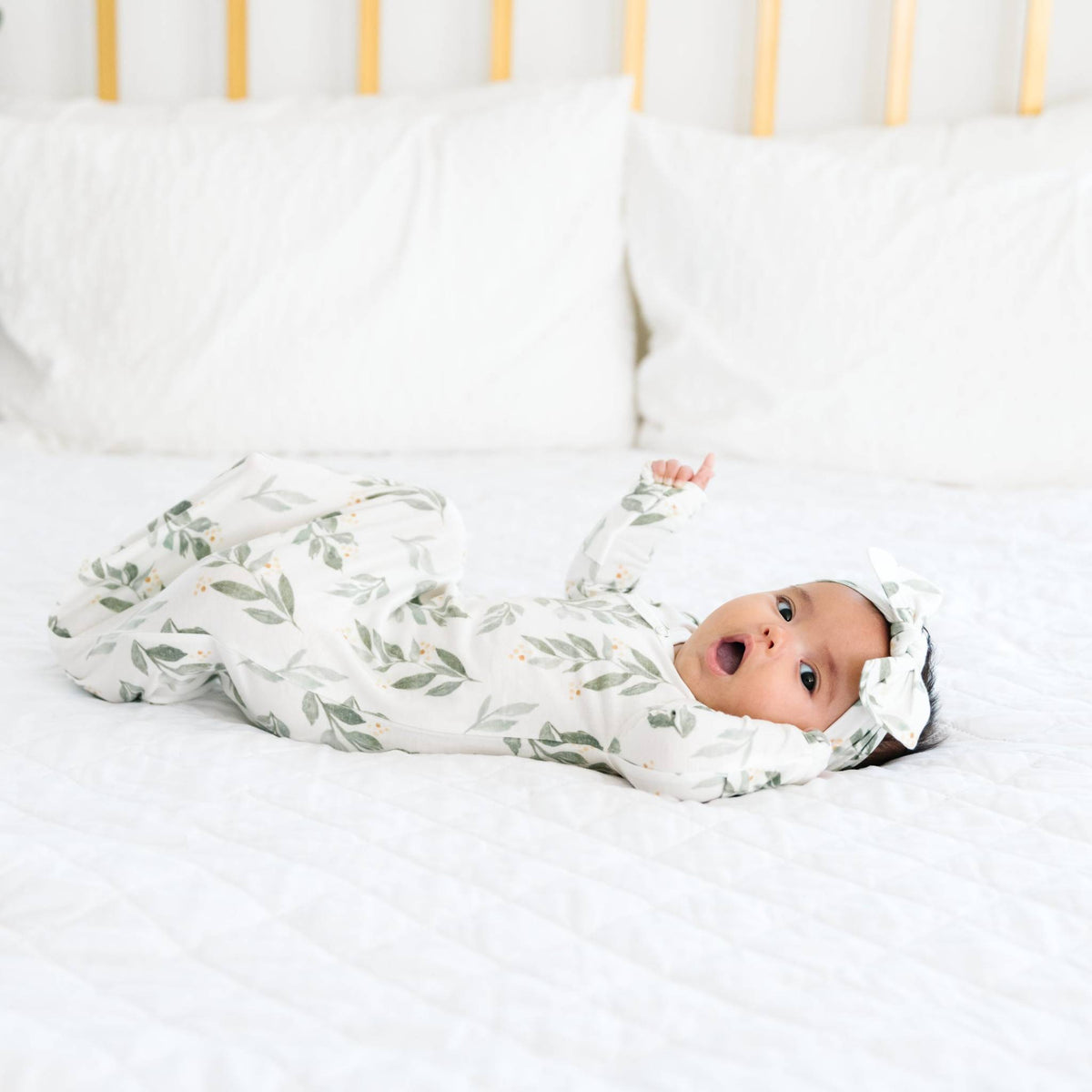 Newborn Knotted Gown - Fern