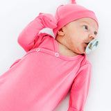 Newborn Knotted Gown - Flamingo