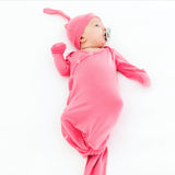 Newborn Knotted Gown - Flamingo