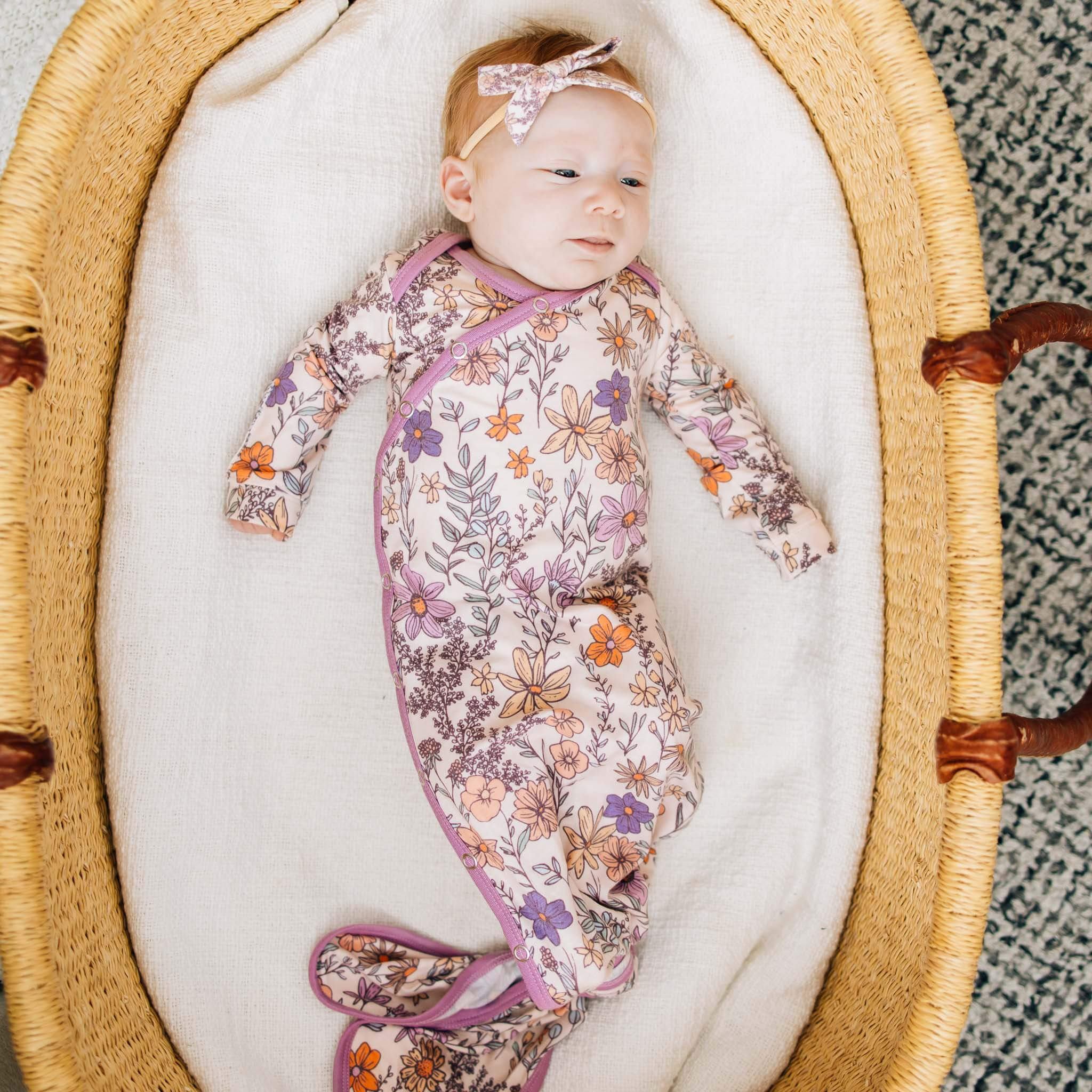 Newborn Knotted Gown - Flora