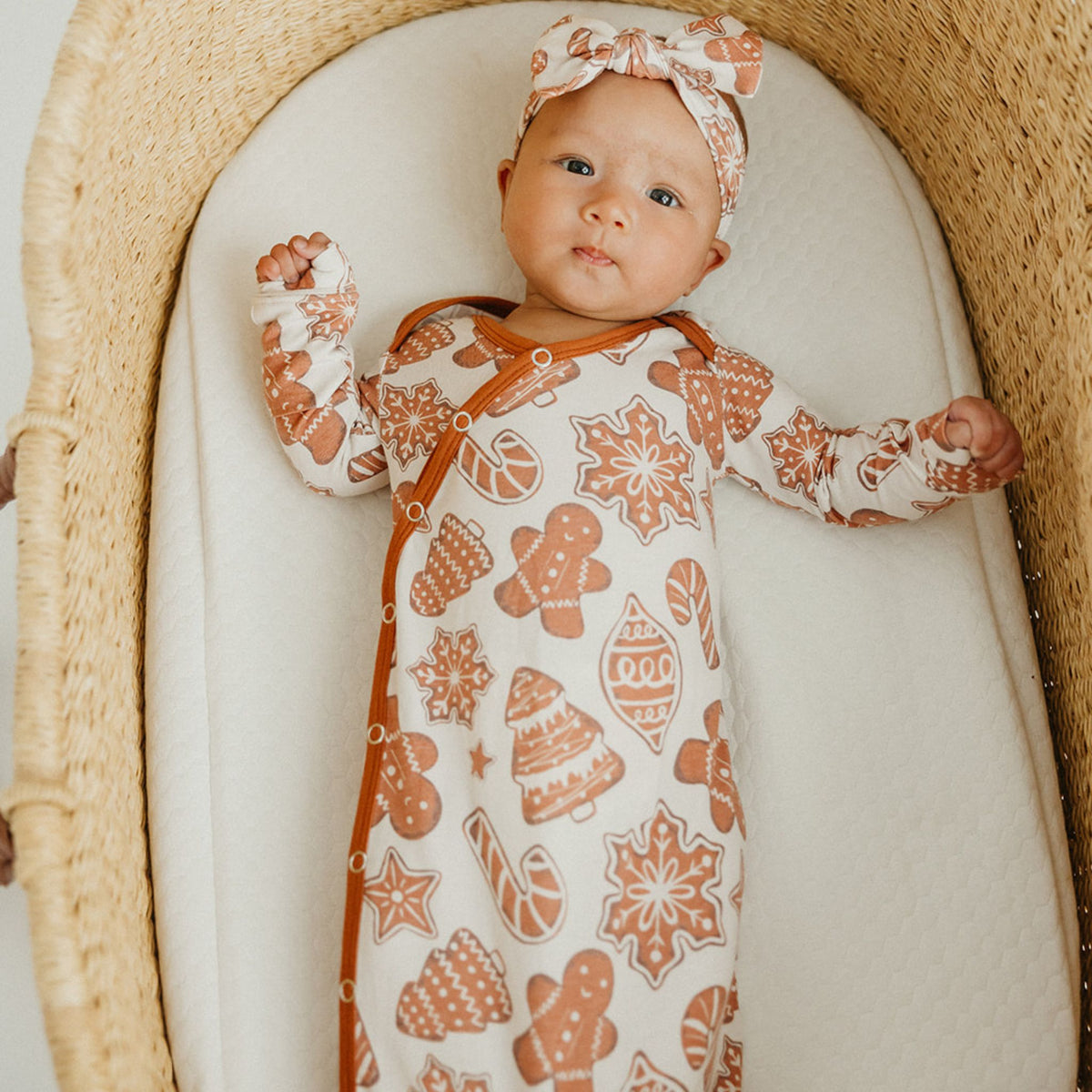 Newborn Knotted Gown - Gingerbread