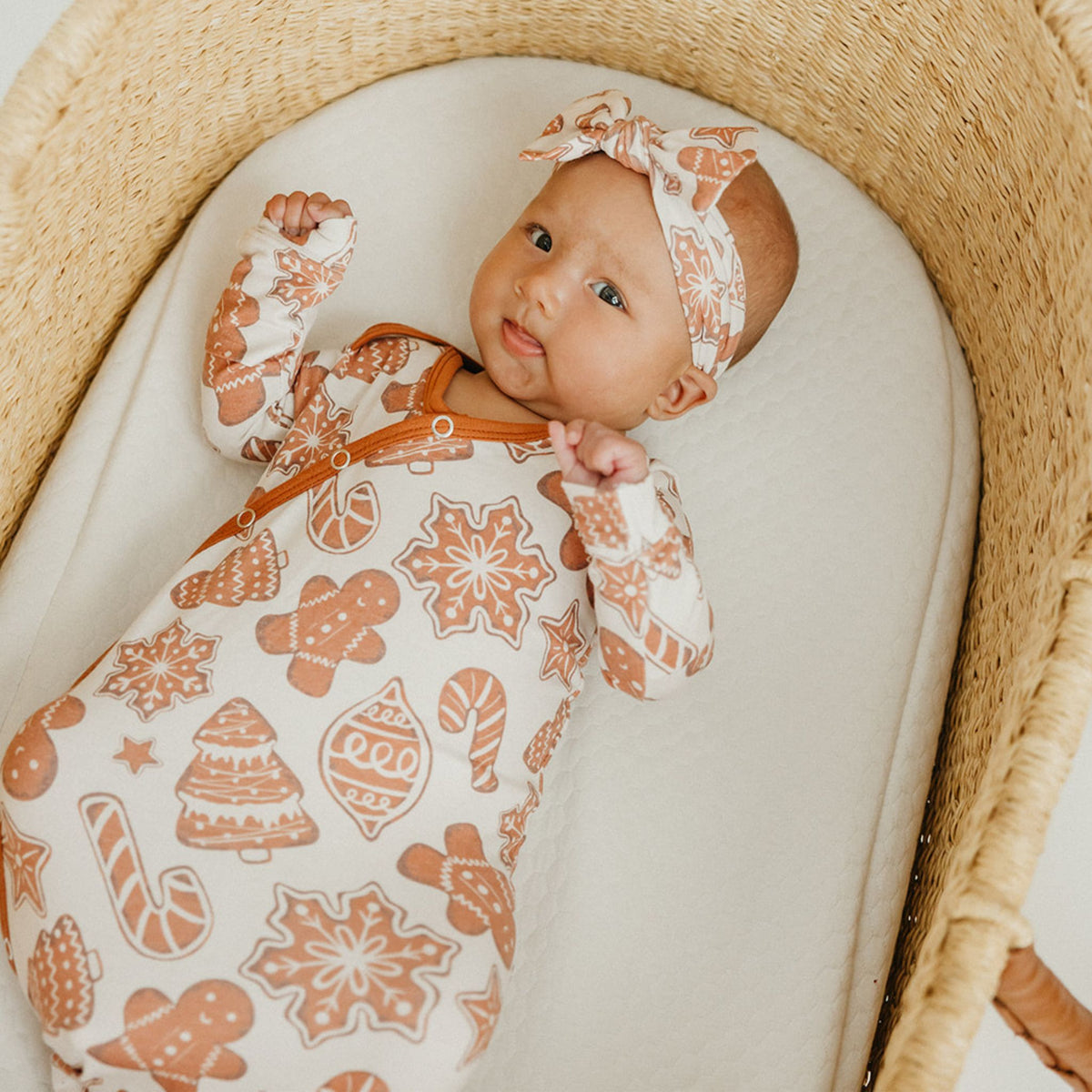 Newborn Knotted Gown - Gingerbread