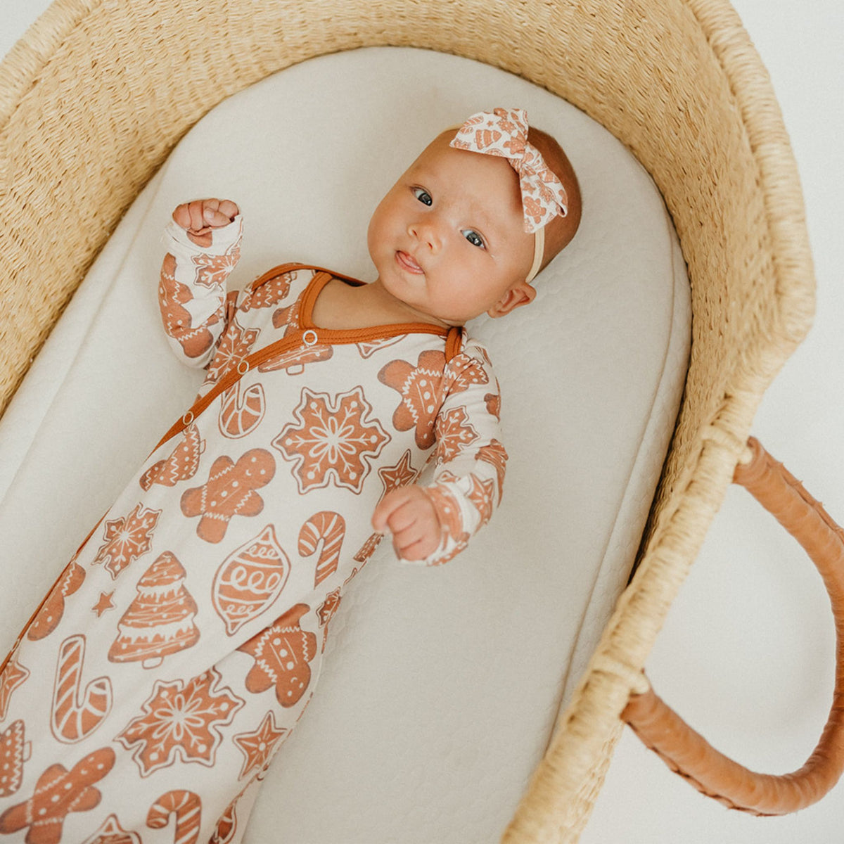 Newborn Knotted Gown - Gingerbread