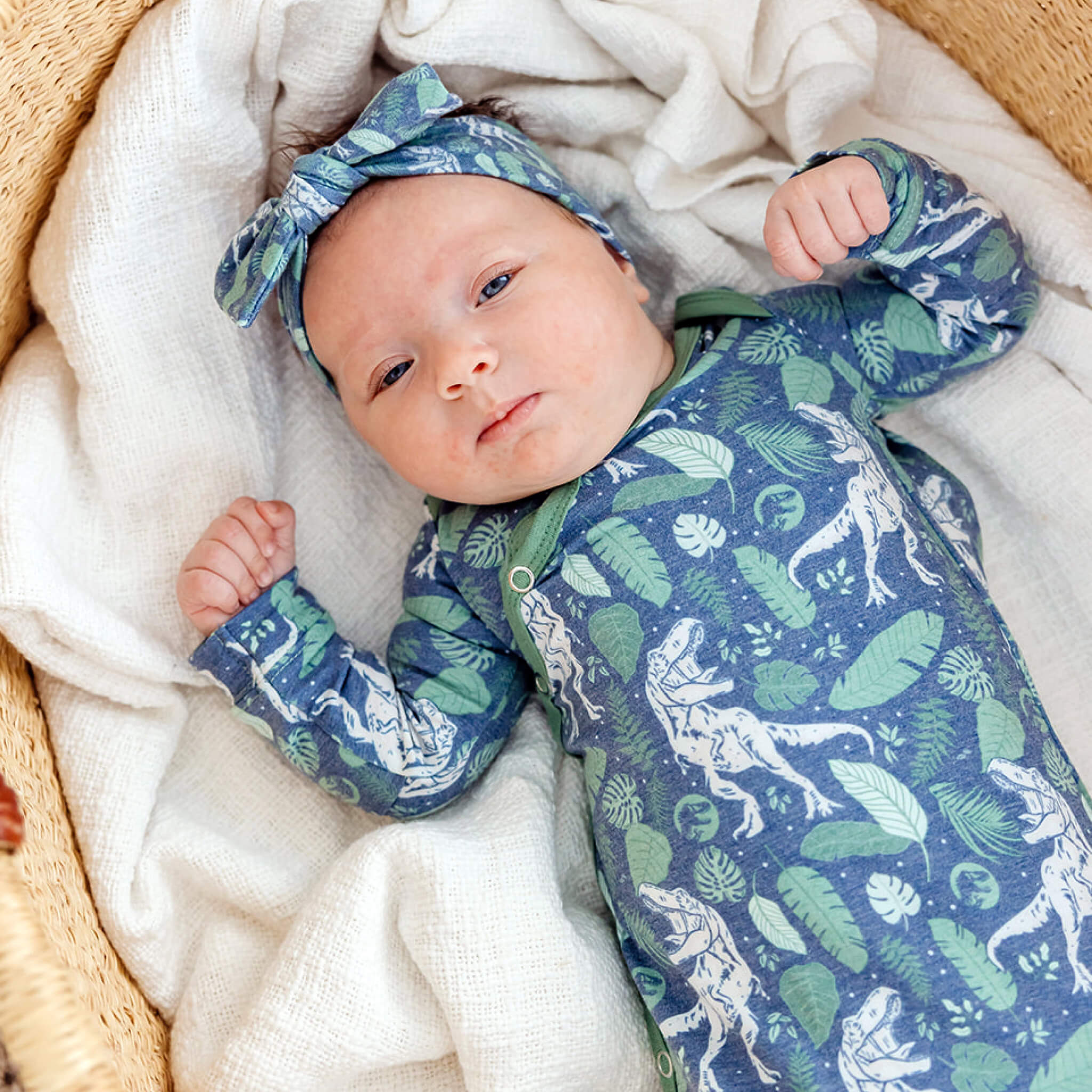 Newborn Knotted Gown - Jurassic Park