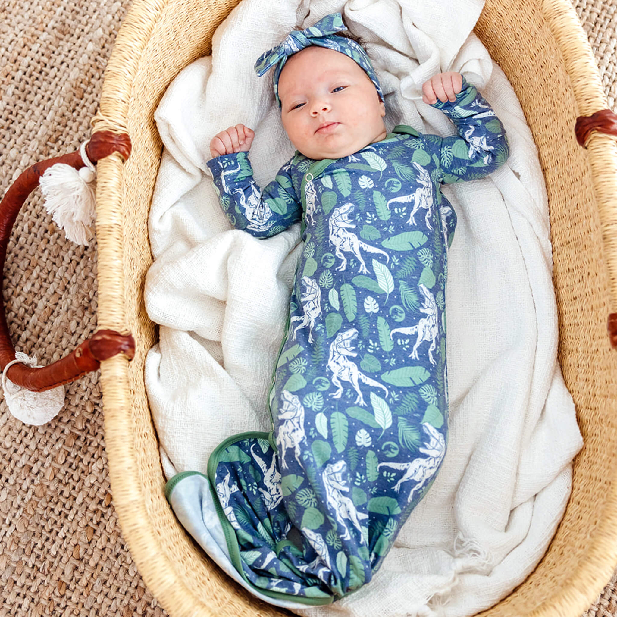 Newborn Knotted Gown - Jurassic Park