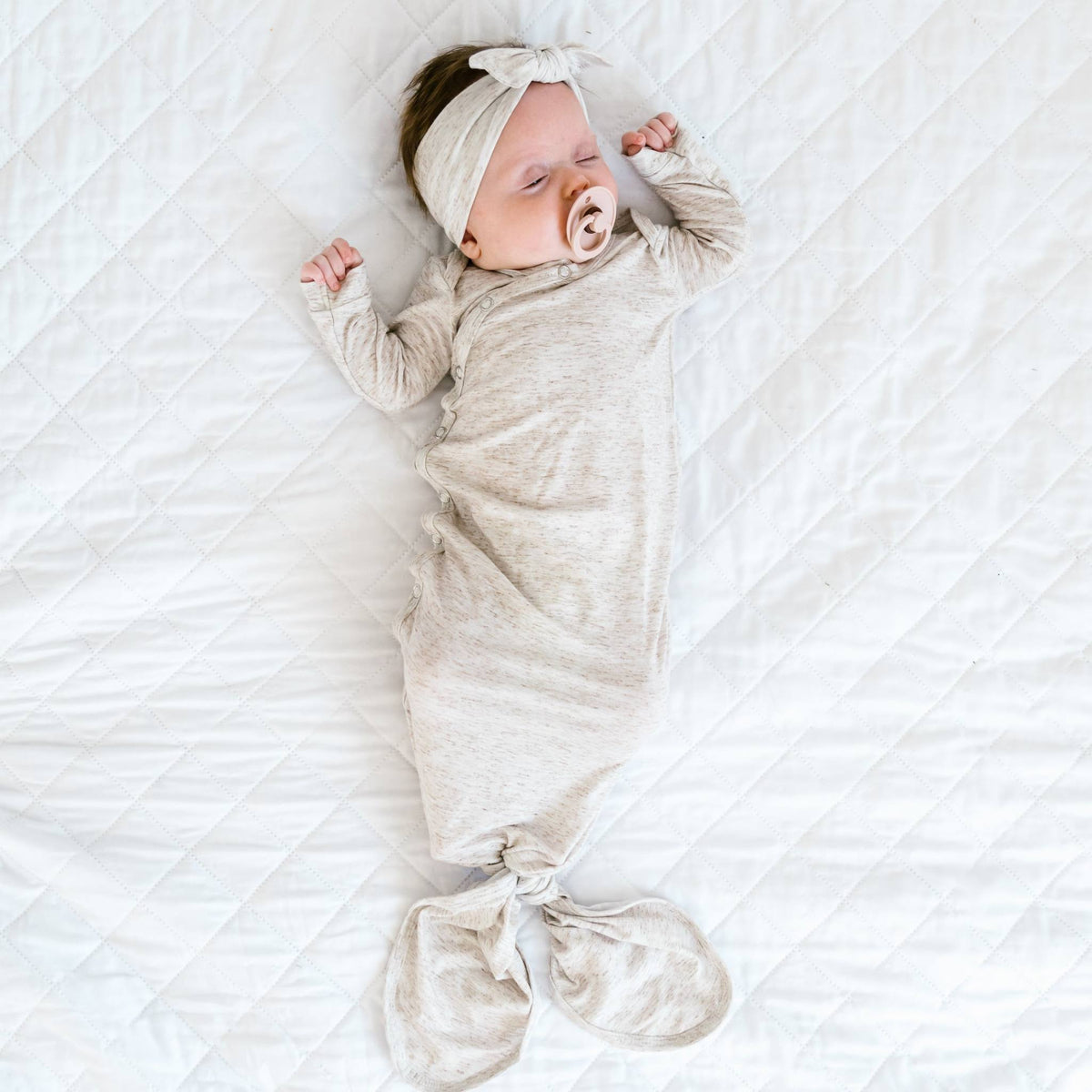 Newborn Knotted Gown - Oat