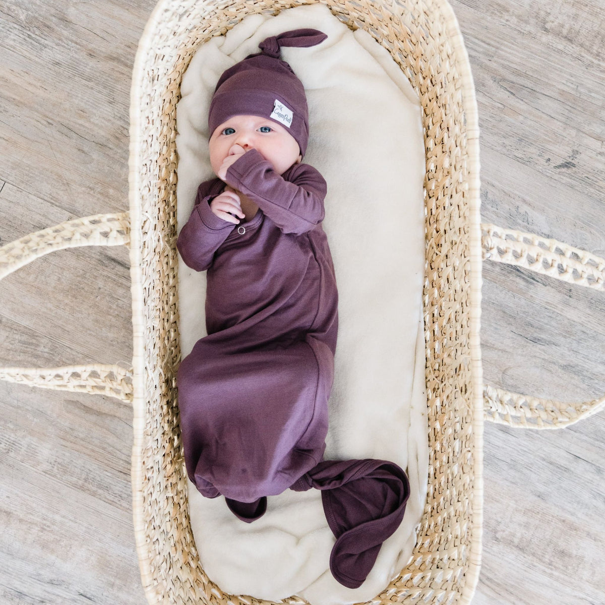 Newborn Knotted Gown - Plum