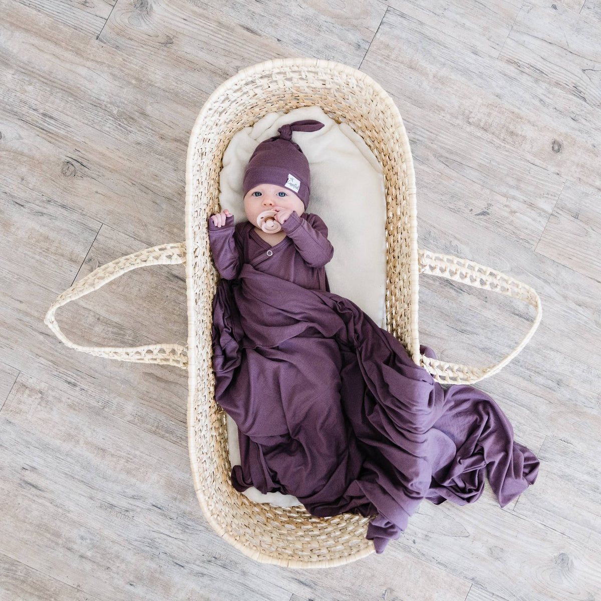 Newborn Knotted Gown - Plum