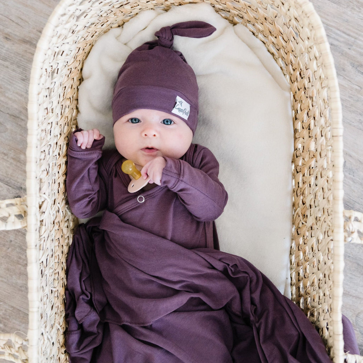 Newborn Knotted Gown - Plum