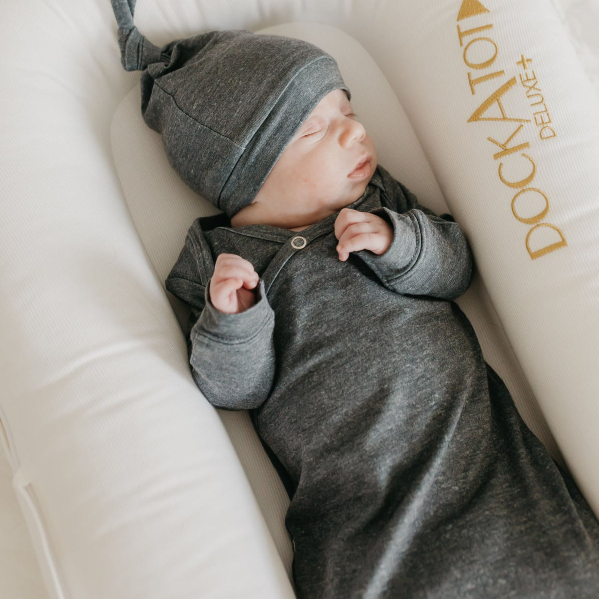 Newborn Knotted Gown - Slate