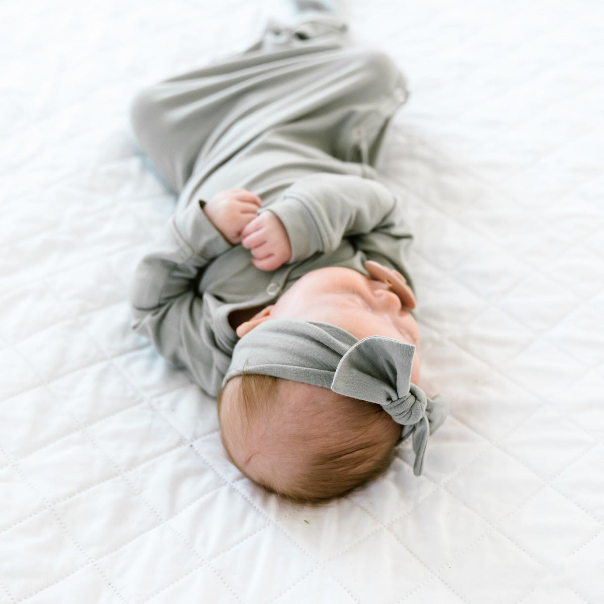 Newborn Knotted Gown - Stone