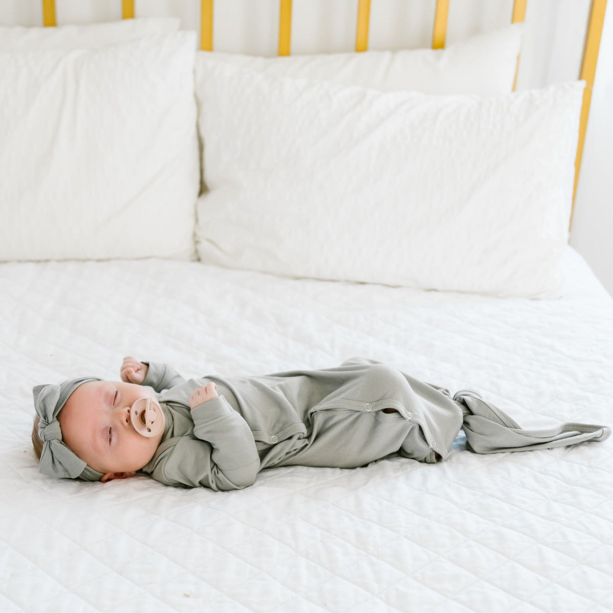 Newborn Knotted Gown - Stone