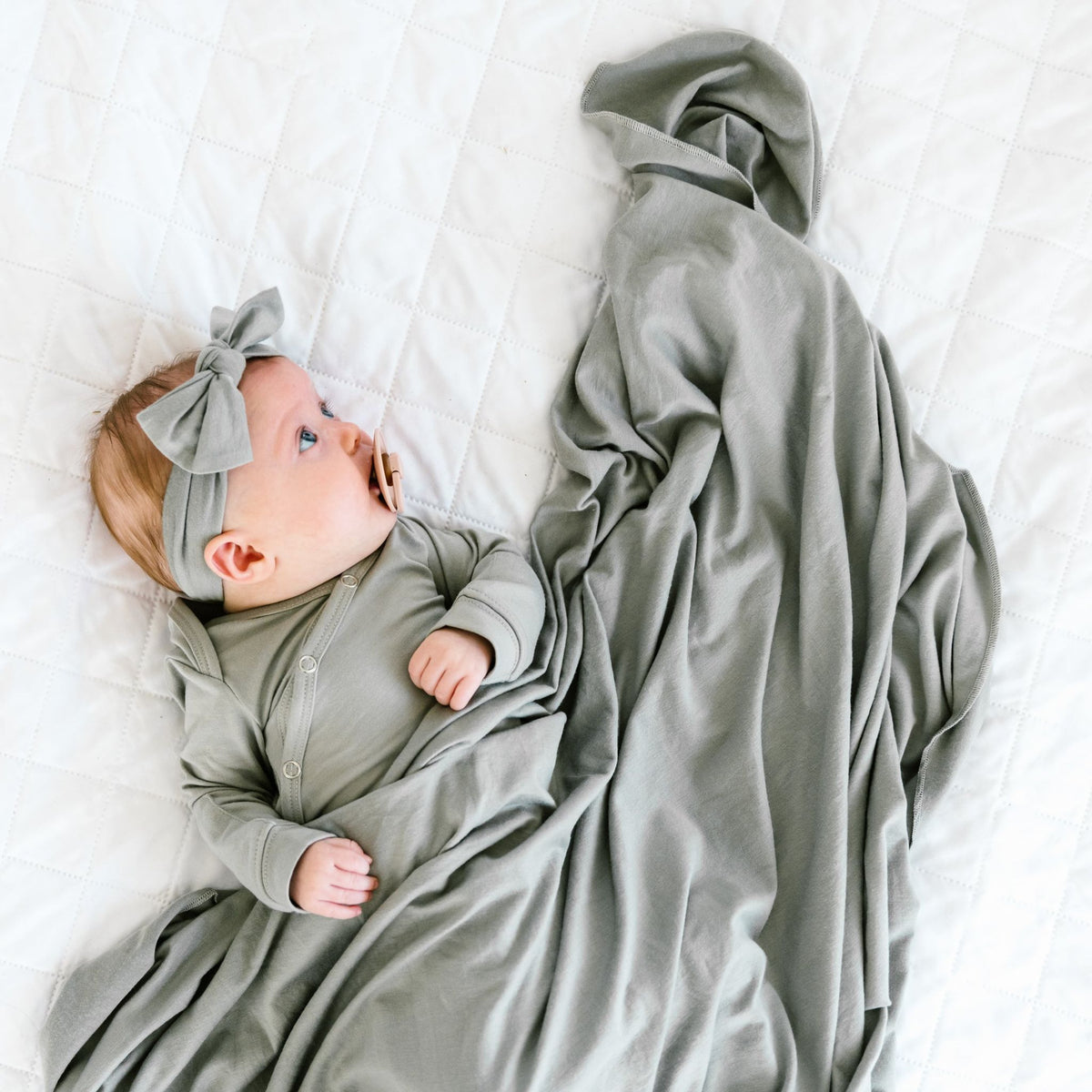 Newborn Knotted Gown - Stone