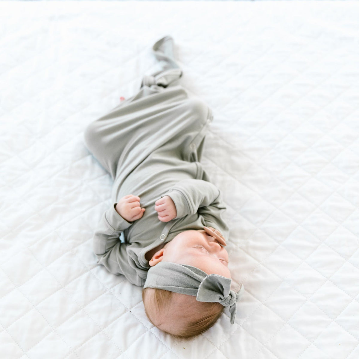 Newborn Knotted Gown - Stone