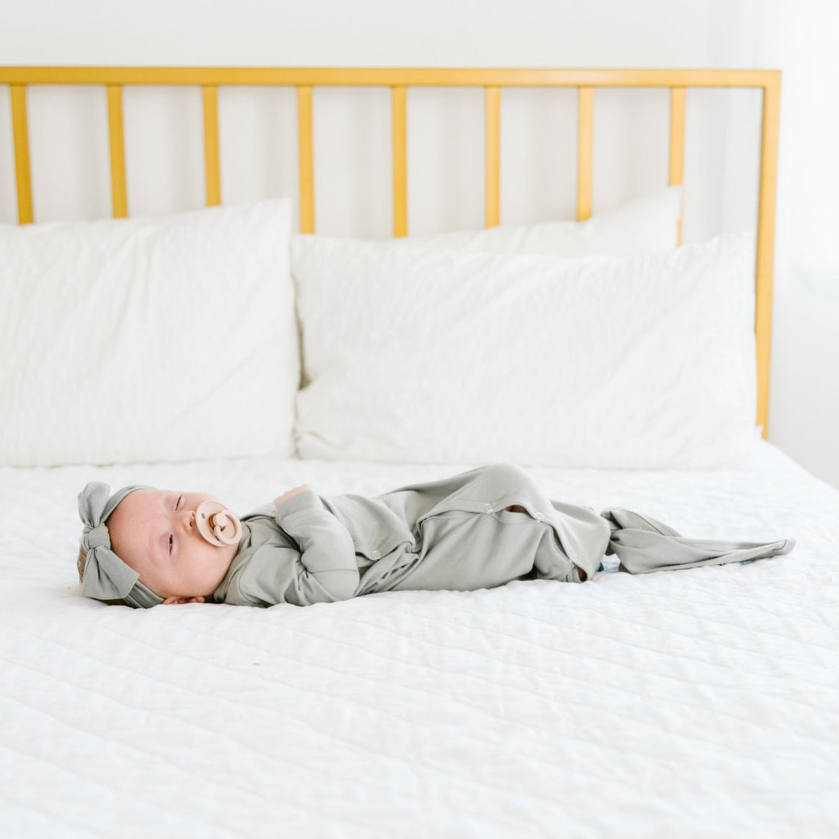 Newborn Knotted Gown - Stone