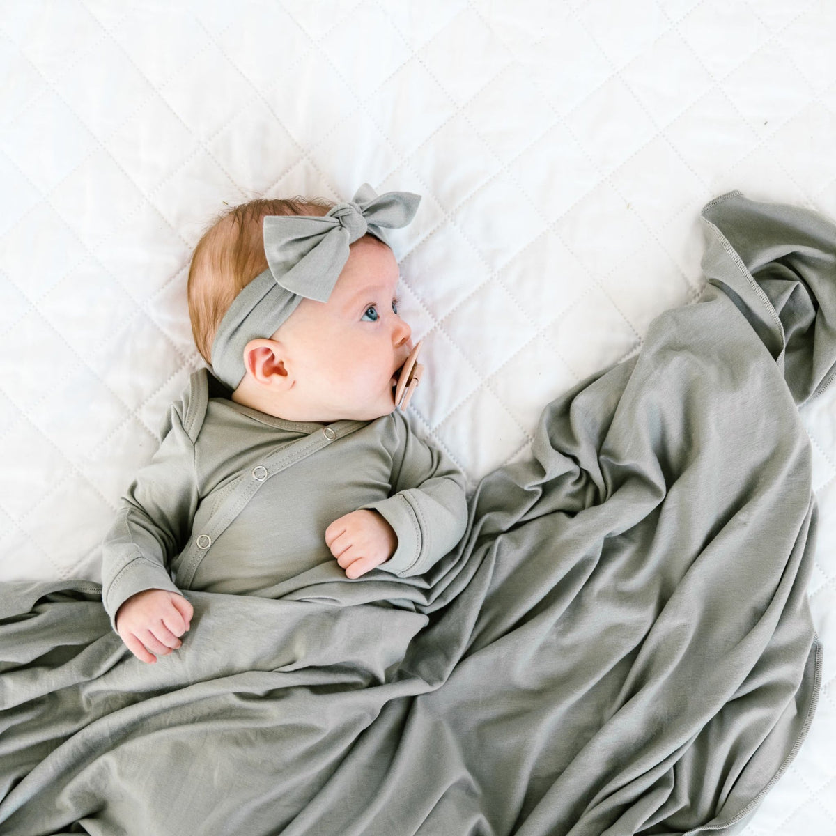 Newborn Knotted Gown - Stone