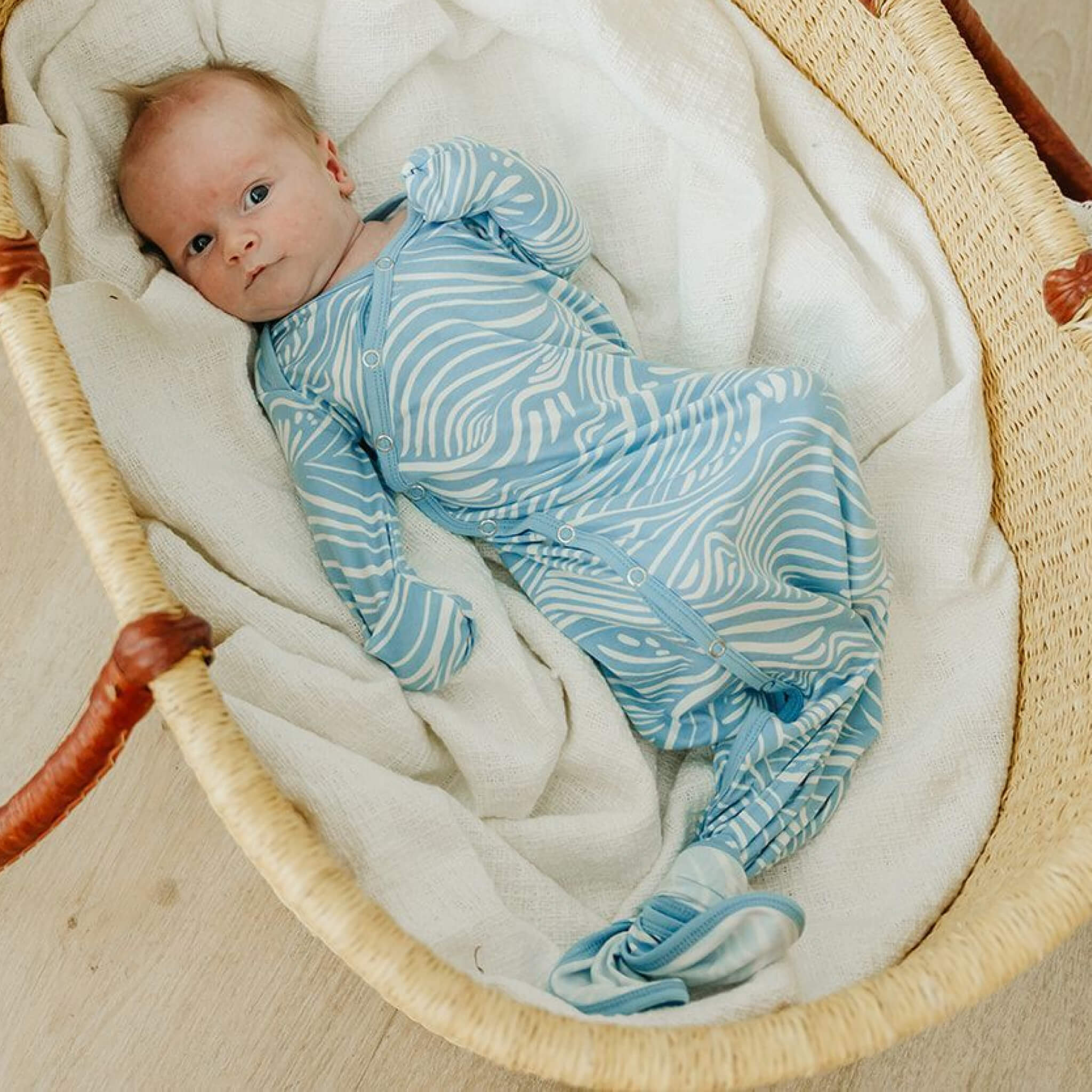 Newborn Knotted Gown - Surf