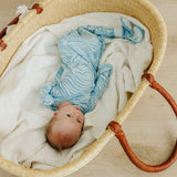 Newborn Knotted Gown - Surf