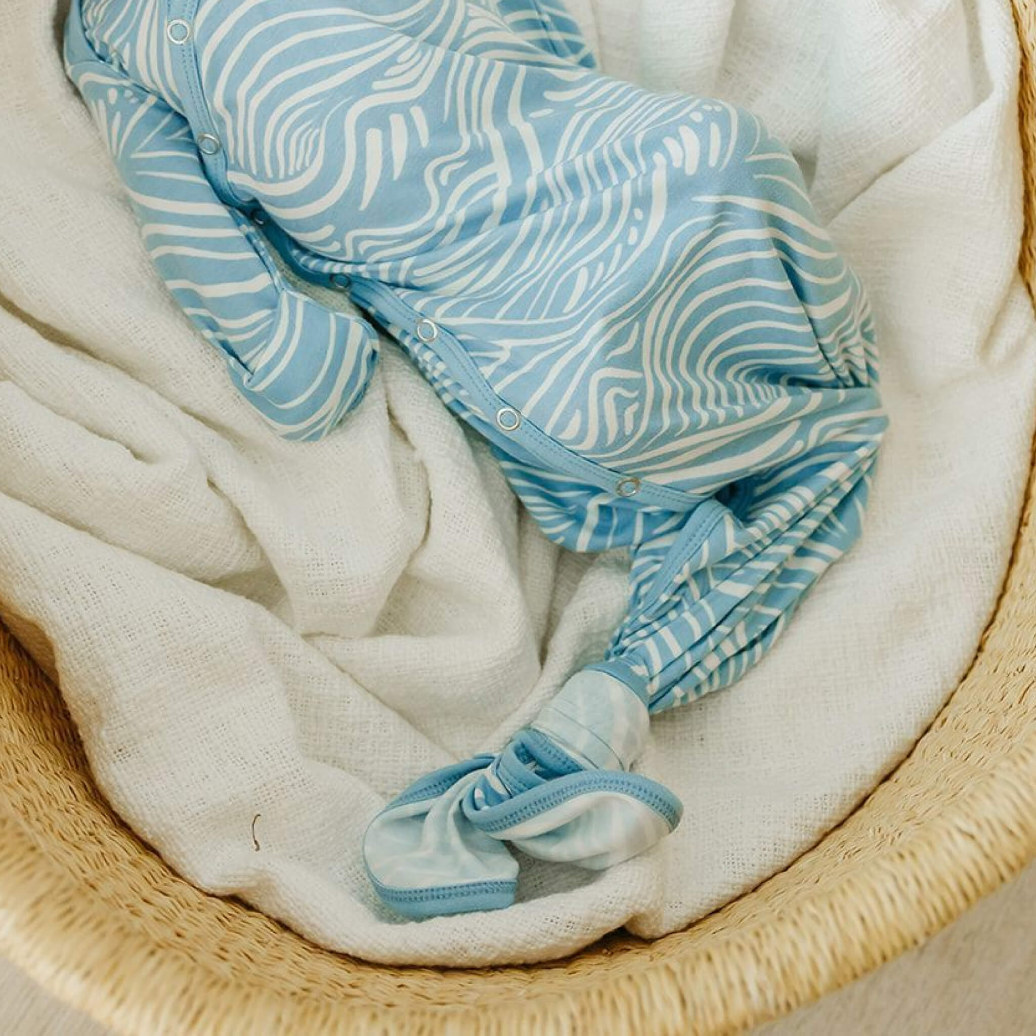 Newborn Knotted Gown - Surf