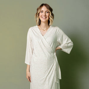 Checkered Buttery Robe L/XL / Light Grey and White with White Border