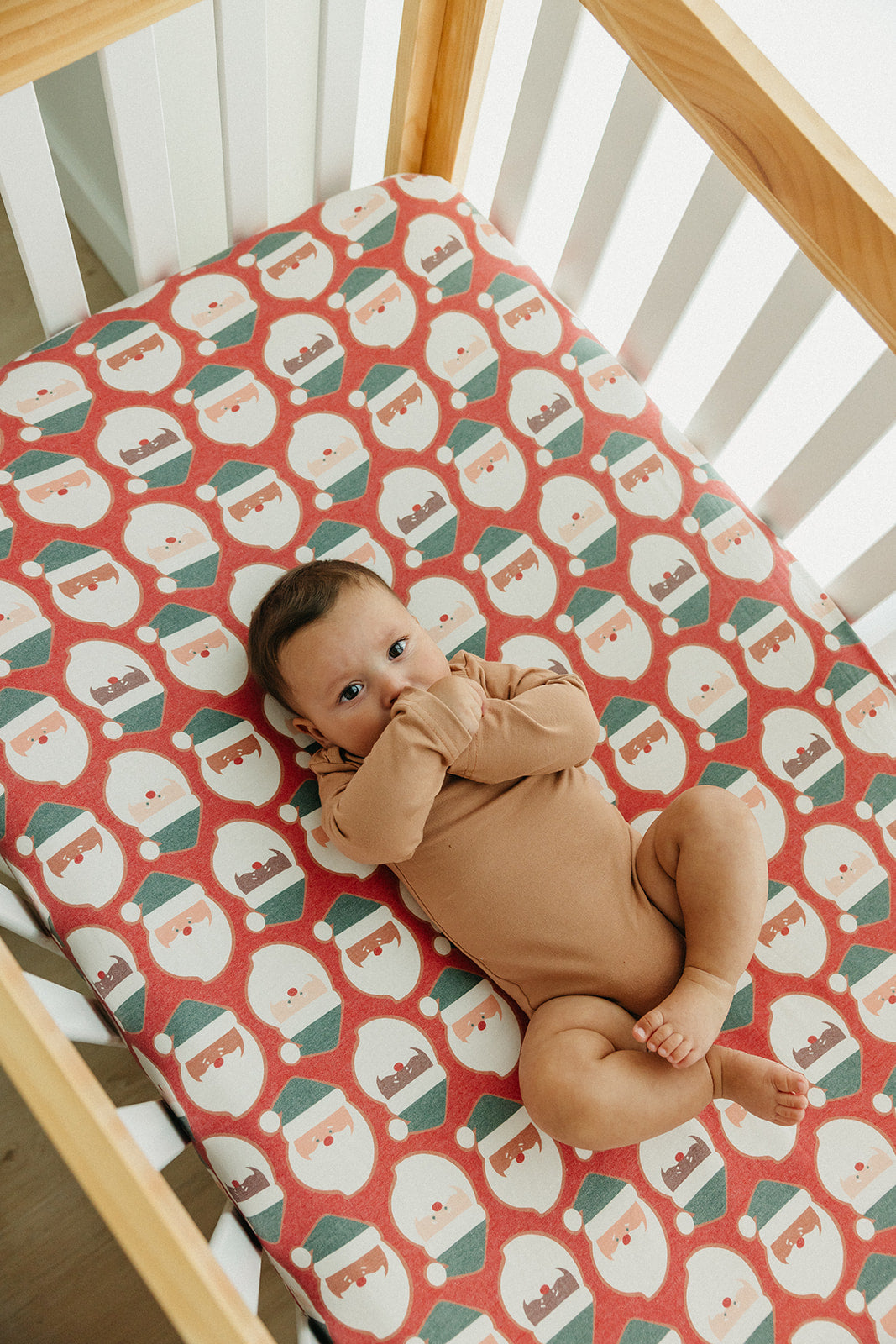 Premium Knit Fitted Crib Sheet - Claus