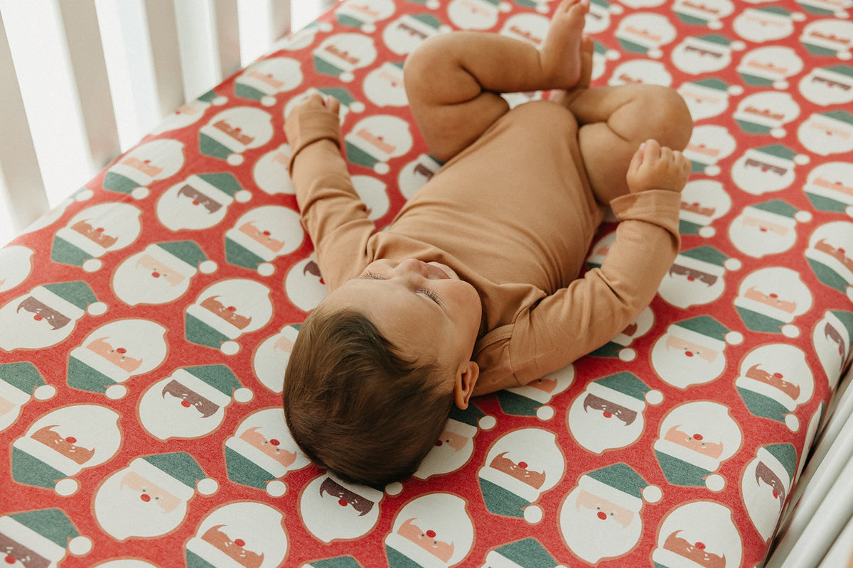 Premium Knit Fitted Crib Sheet - Claus