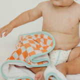 Premium Baby Knit Hooded Towel - Mickey Mouse Check