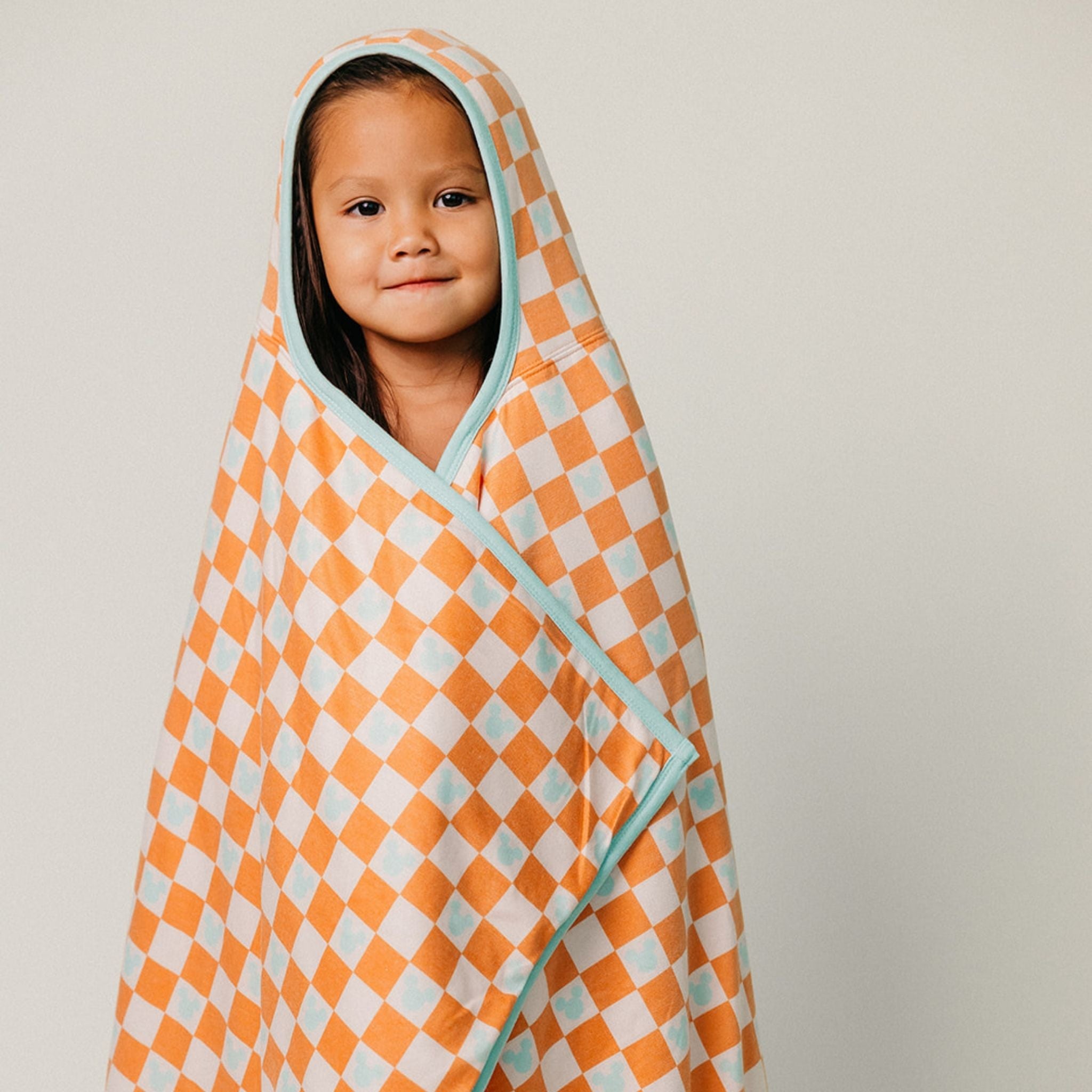 Premium Big Kid Hooded Towel - Mickey Mouse Check