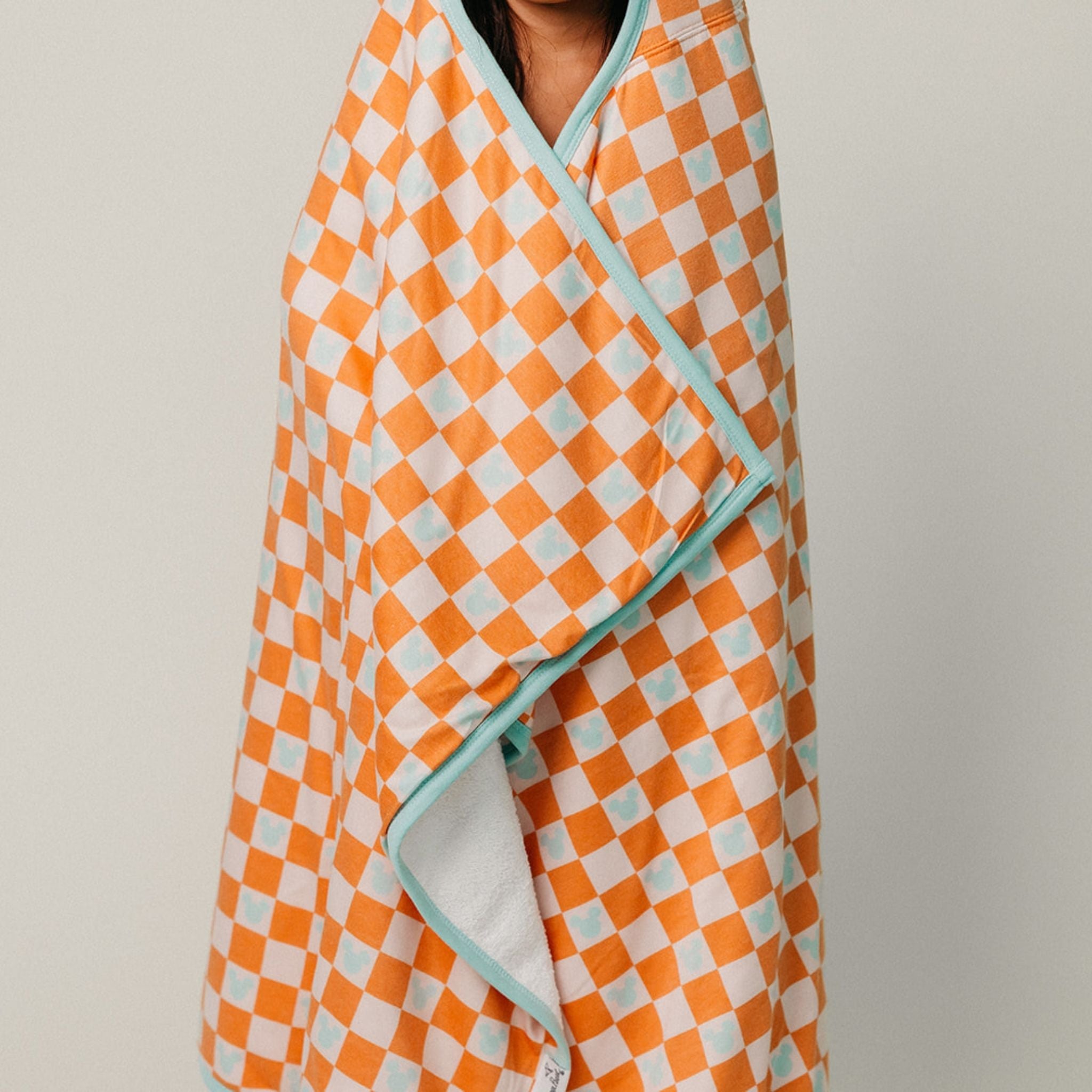 Premium Big Kid Hooded Towel - Mickey Mouse Check