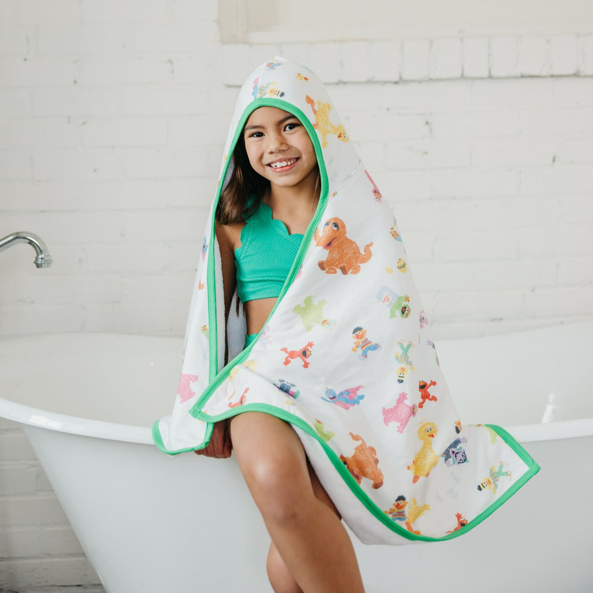 Premium Big Kid Hooded Towel - Sesame Friends