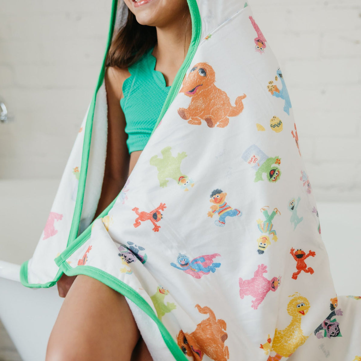 Premium Big Kid Hooded Towel - Sesame Friends