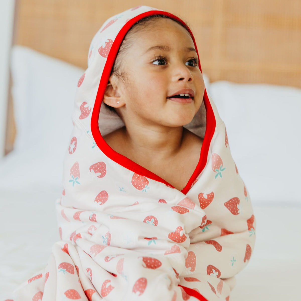 Premium Big Kid Hooded Towel - Strawberry