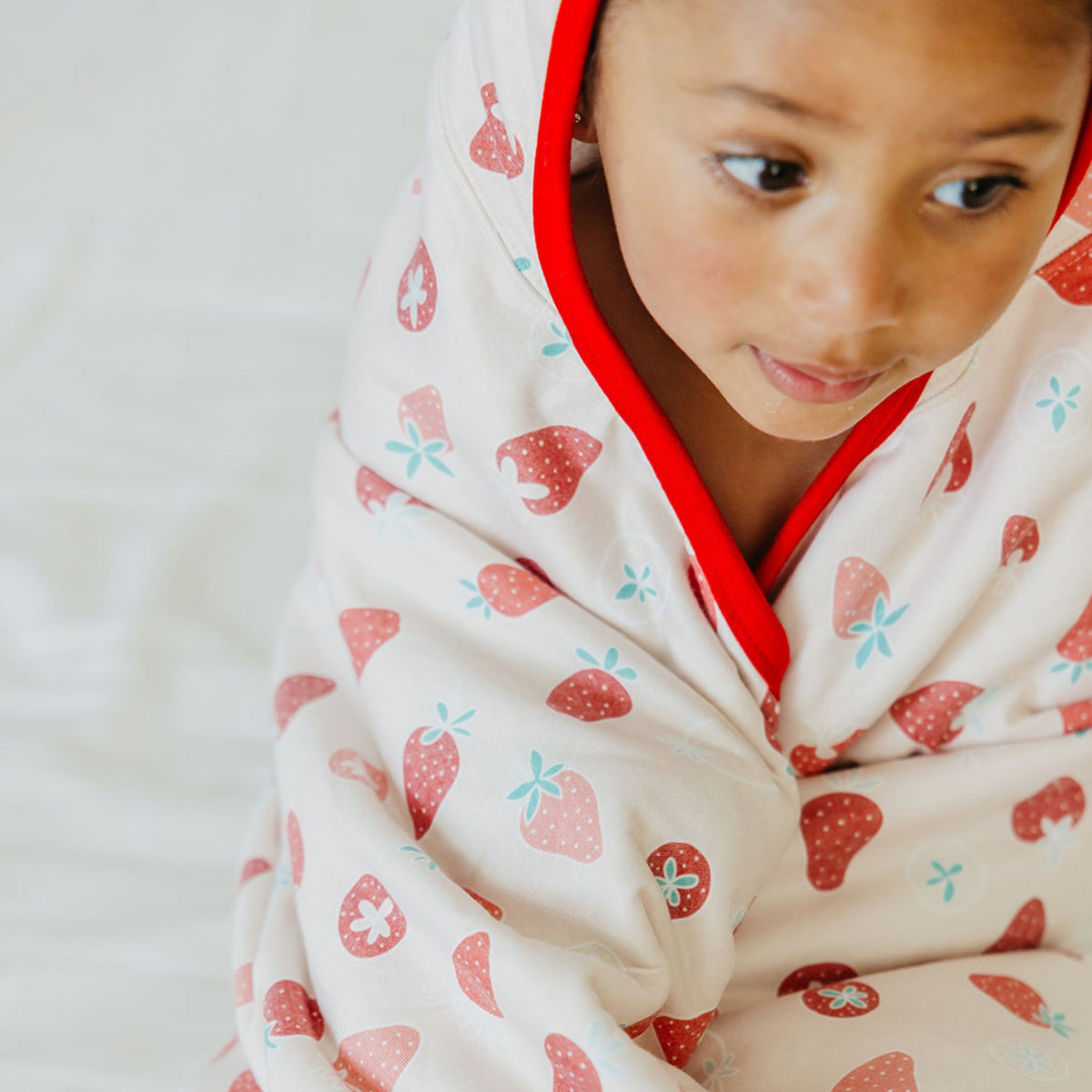 Premium Big Kid Hooded Towel - Strawberry