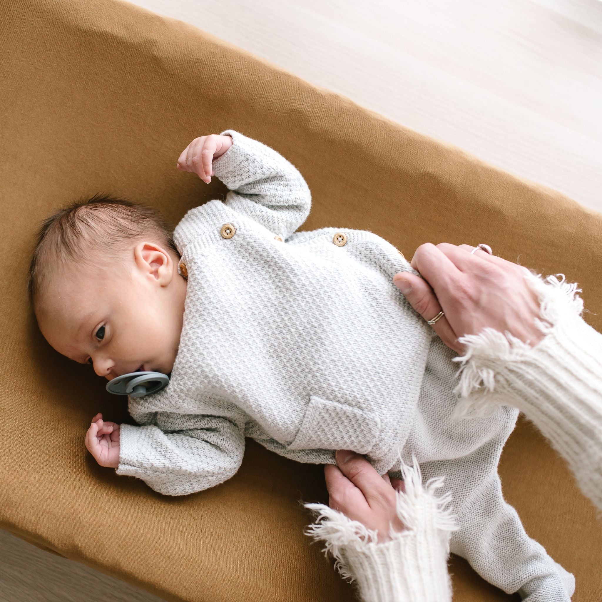 Premium Knit Diaper Changing Pad Cover - Camel