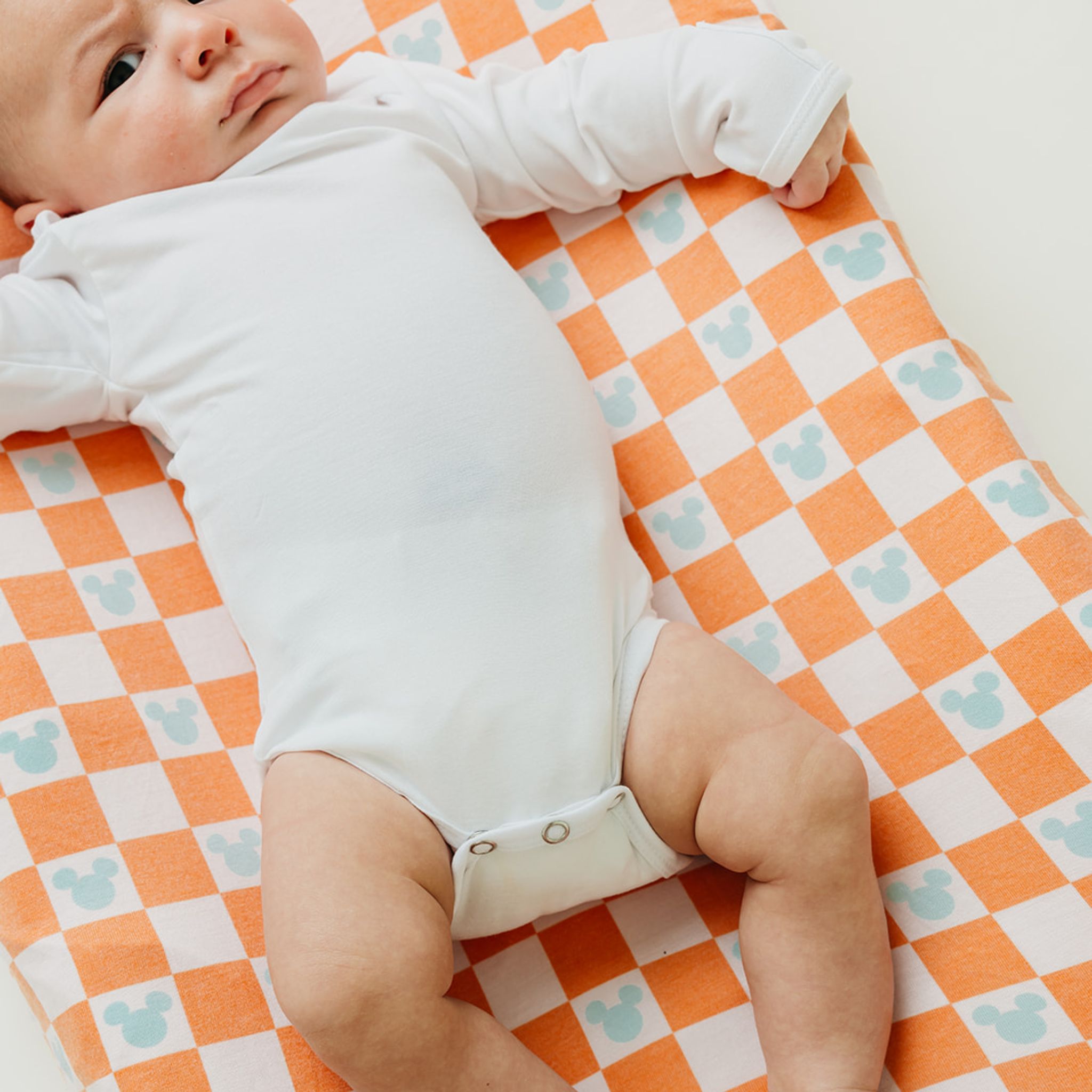 Premium Knit Diaper Changing Pad Cover - Mickey Mouse Check