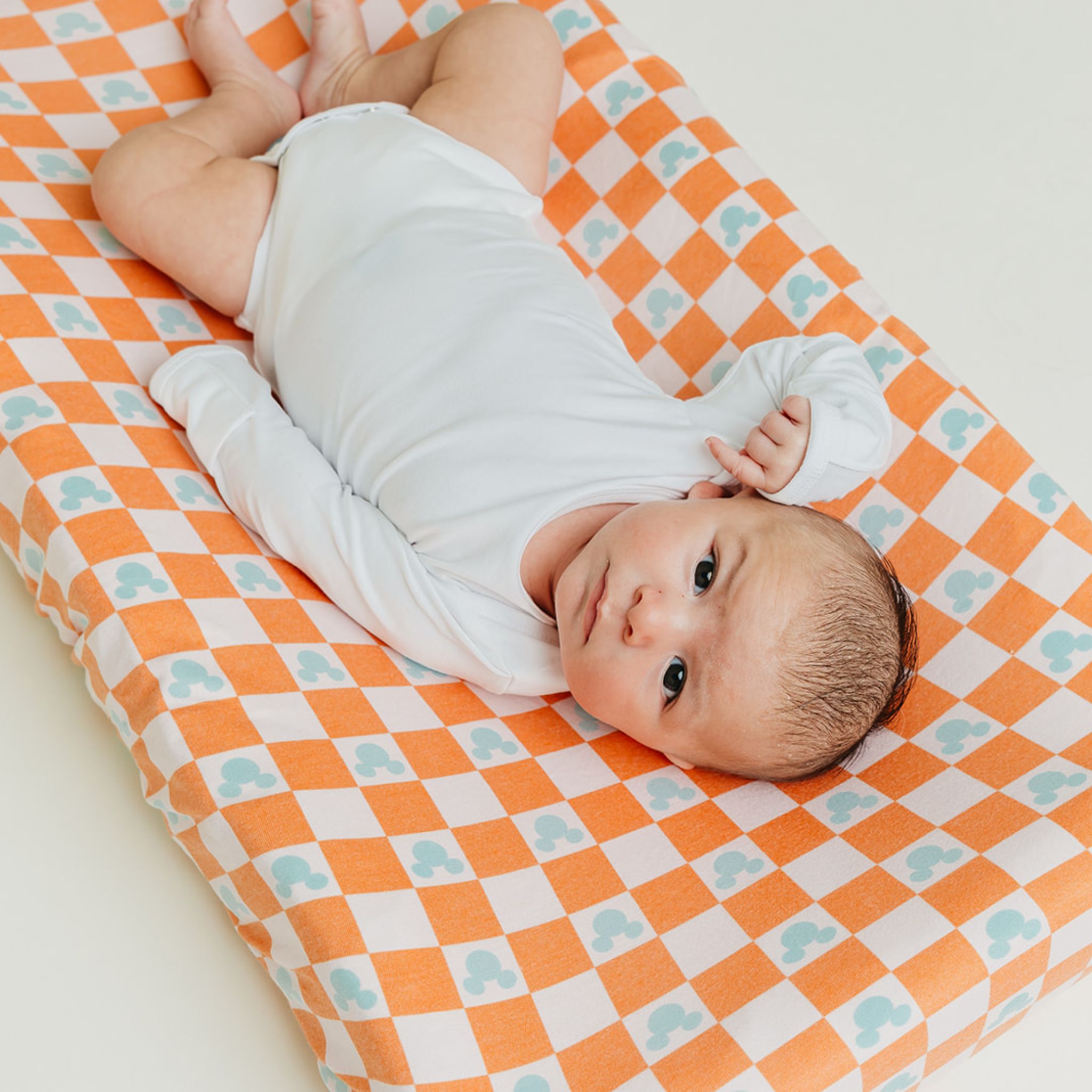 Premium Knit Diaper Changing Pad Cover - Mickey Mouse Check