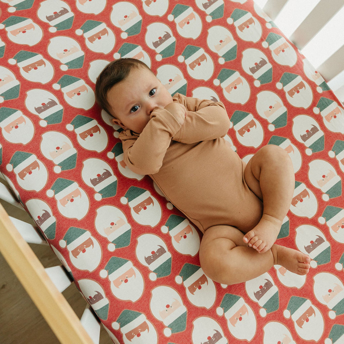 Premium Knit Fitted Crib Sheet - Claus